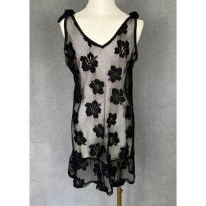 Miken Junior's Tie Shoulder Ruffle Hem Cover up Dress Black Medium New With Tags